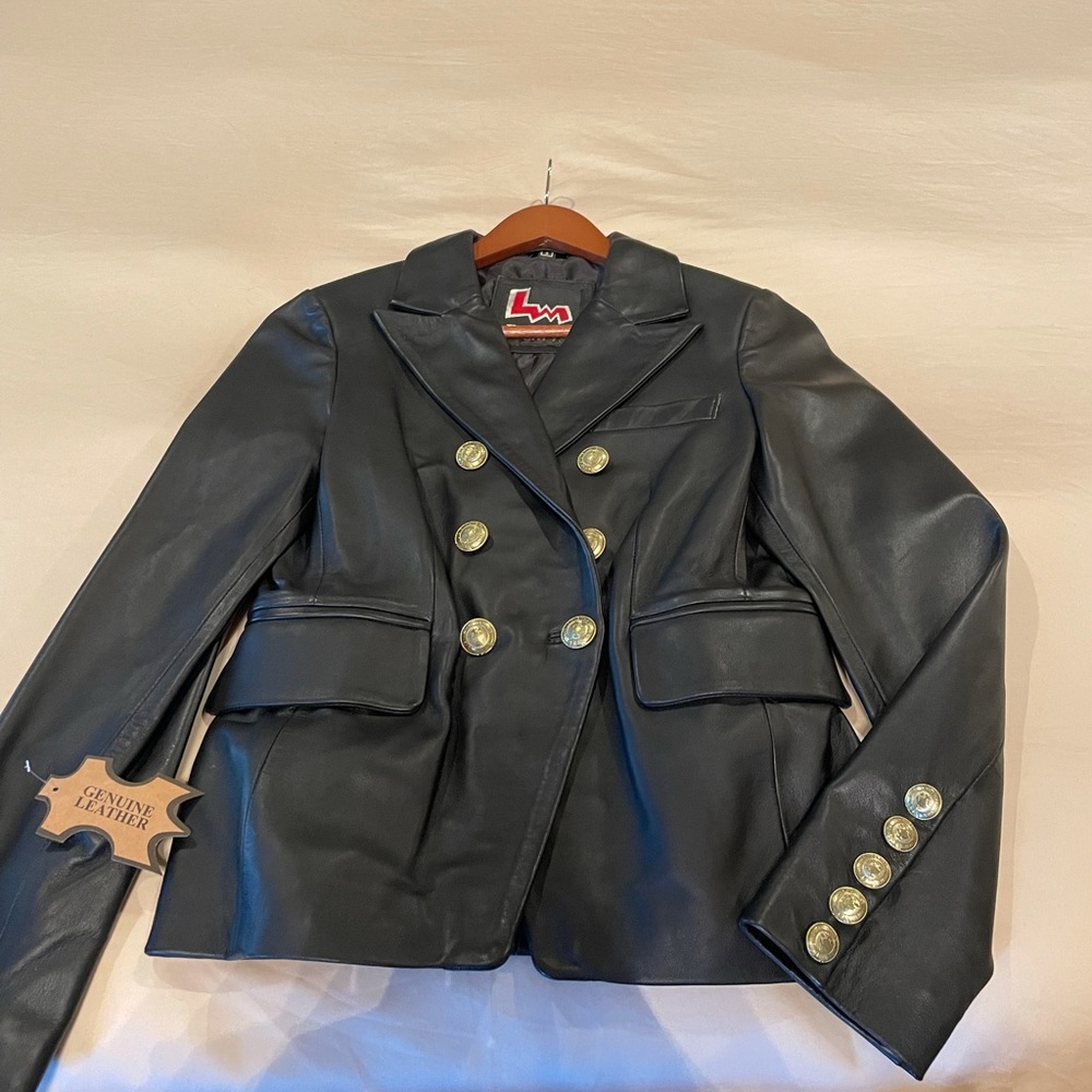 NWT black leather jacket. Available in sz small or medium